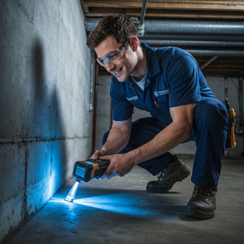 Profissional ASTEC com equipamentos de detecção